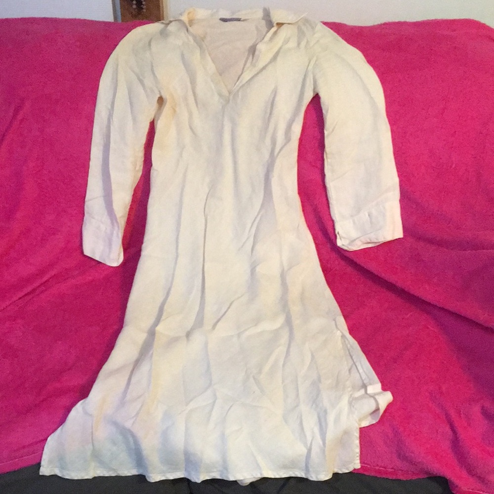 Calypso St. Barth Cream Long-Sleeve V-Neck Tunic Dress